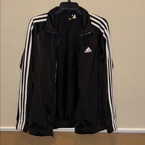 Adidas Black Track Jacket with White Stripes